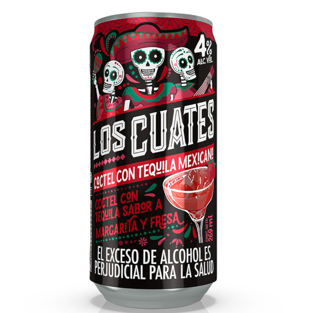 Coctel Con Tequila Mexicano Los Cuates Margarita Fresa Lata 269Ml ...